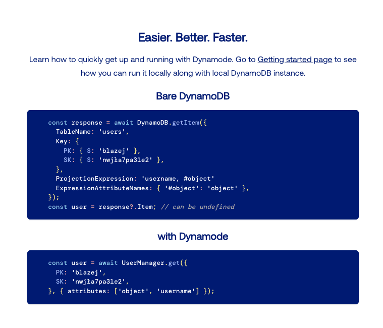 Dynamode motto, a better way of using DynamoDB in typescript